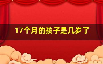 17个月的孩子是几岁了