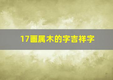 17画属木的字吉祥字