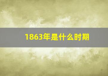 1863年是什么时期