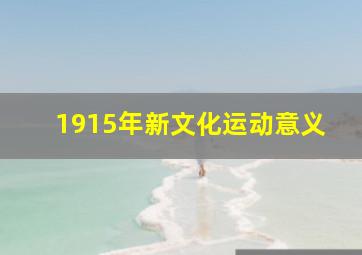 1915年新文化运动意义