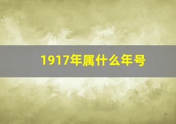 1917年属什么年号