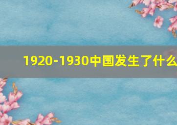 1920-1930中国发生了什么