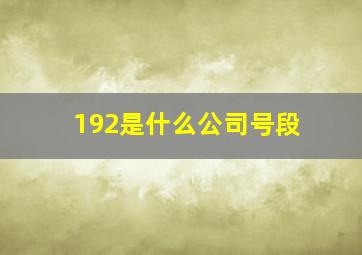 192是什么公司号段