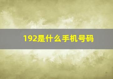 192是什么手机号码