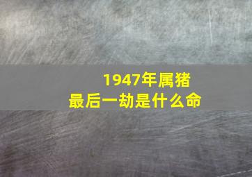 1947年属猪最后一劫是什么命