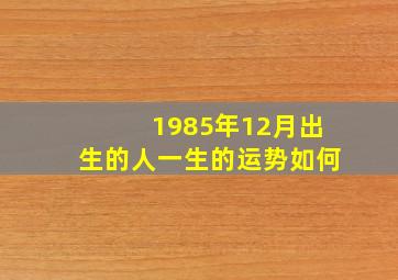 1985年12月出生的人一生的运势如何