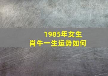 1985年女生肖牛一生运势如何