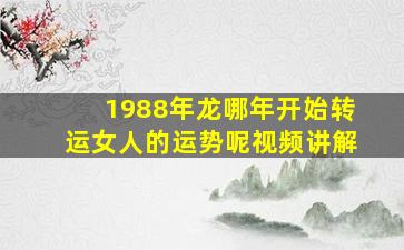 1988年龙哪年开始转运女人的运势呢视频讲解