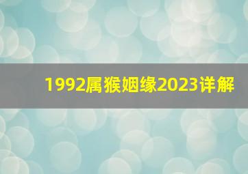 1992属猴姻缘2023详解