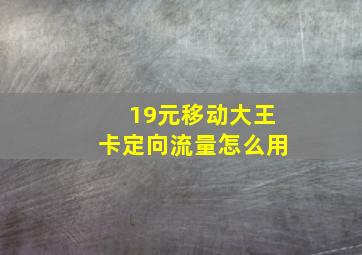 19元移动大王卡定向流量怎么用