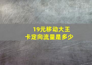 19元移动大王卡定向流量是多少