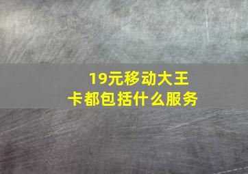 19元移动大王卡都包括什么服务