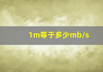 1m等于多少mb/s