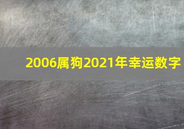 2006属狗2021年幸运数字