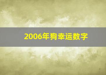 2006年狗幸运数字