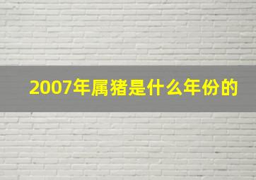 2007年属猪是什么年份的