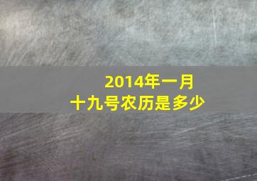 2014年一月十九号农历是多少