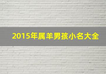 2015年属羊男孩小名大全