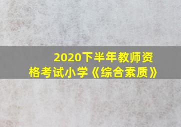 2020下半年教师资格考试小学《综合素质》