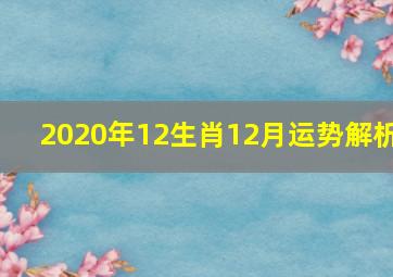 2020年12生肖12月运势解析