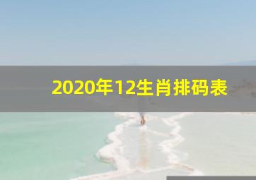 2020年12生肖排码表