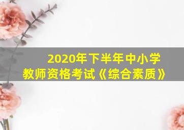 2020年下半年中小学教师资格考试《综合素质》