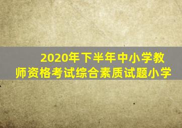 2020年下半年中小学教师资格考试综合素质试题小学