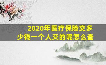 2020年医疗保险交多少钱一个人交的呢怎么查