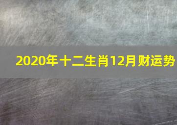 2020年十二生肖12月财运势