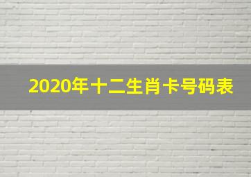 2020年十二生肖卡号码表