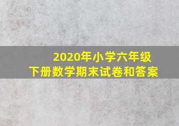 2020年小学六年级下册数学期末试卷和答案