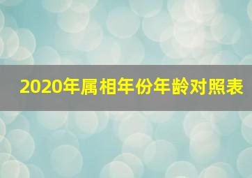 2020年属相年份年龄对照表