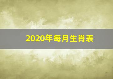 2020年每月生肖表