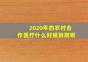 2020年的农村合作医疗什么时候到期啊