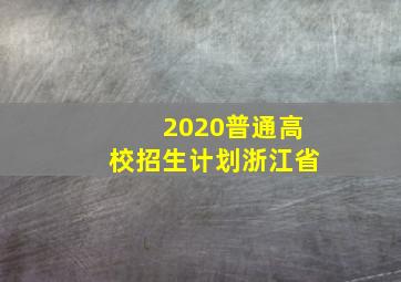 2020普通高校招生计划浙江省