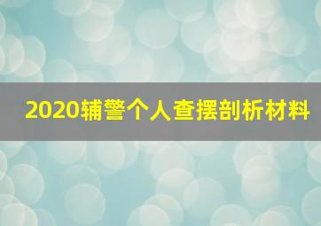 2020辅警个人查摆剖析材料