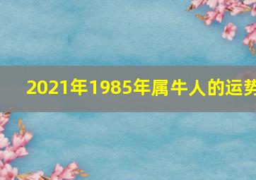 2021年1985年属牛人的运势