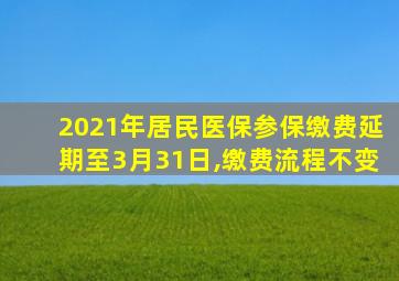 2021年居民医保参保缴费延期至3月31日,缴费流程不变