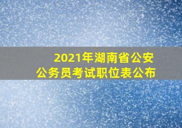 2021年湖南省公安公务员考试职位表公布