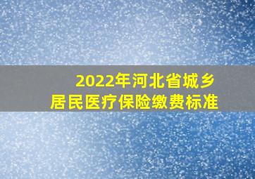 2022年河北省城乡居民医疗保险缴费标准