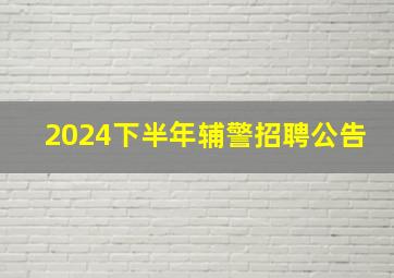 2024下半年辅警招聘公告