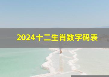 2024十二生肖数字码表