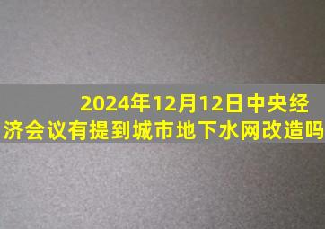 2024年12月12日中央经济会议有提到城市地下水网改造吗