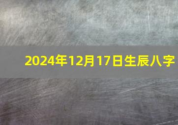 2024年12月17日生辰八字