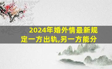 2024年婚外情最新规定一方出轨,另一方能分