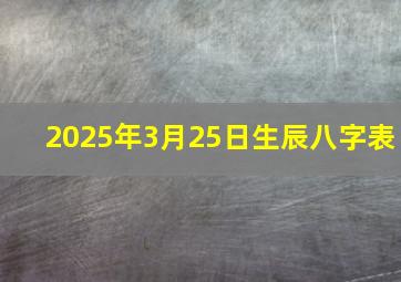 2025年3月25日生辰八字表