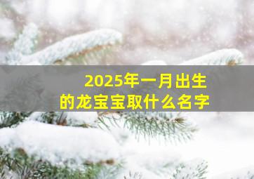 2025年一月出生的龙宝宝取什么名字