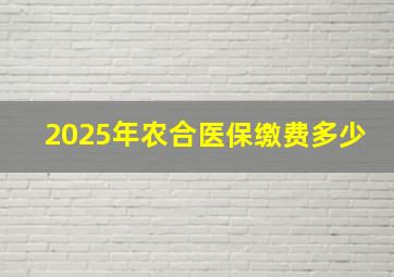 2025年农合医保缴费多少