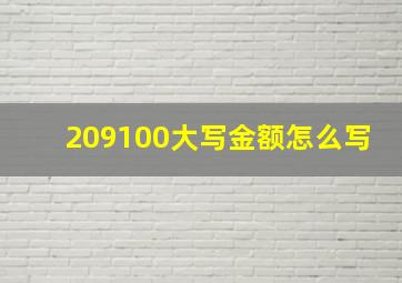 209100大写金额怎么写