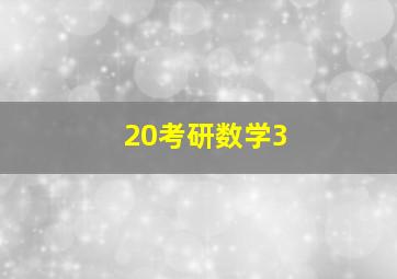 20考研数学3